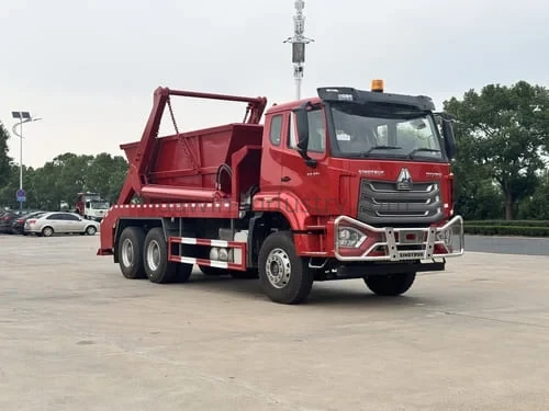 HOWO NX 6X4 Skip Loader Waster Bin Garbage Truck-4