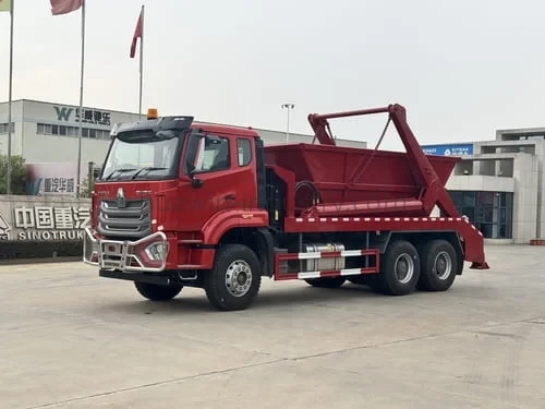 HOWO NX 6X4 Skip Loader Waster Bin Garbage Truck-5