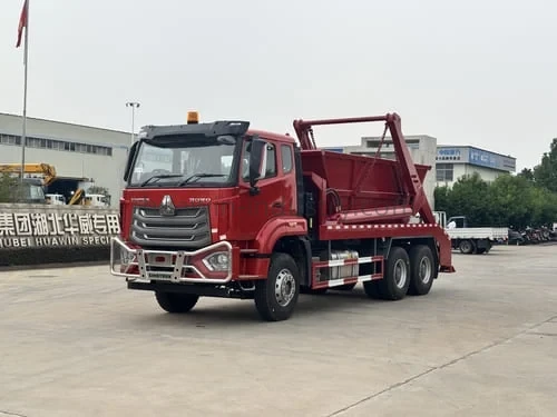 HOWO NX 6X4 Skip Loader Waster Bin Garbage Truck-7