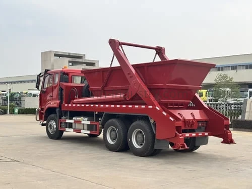 HOWO NX 6X4 Skip Loader Waster Bin Garbage Truck-8